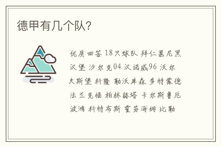 德甲有几个队?