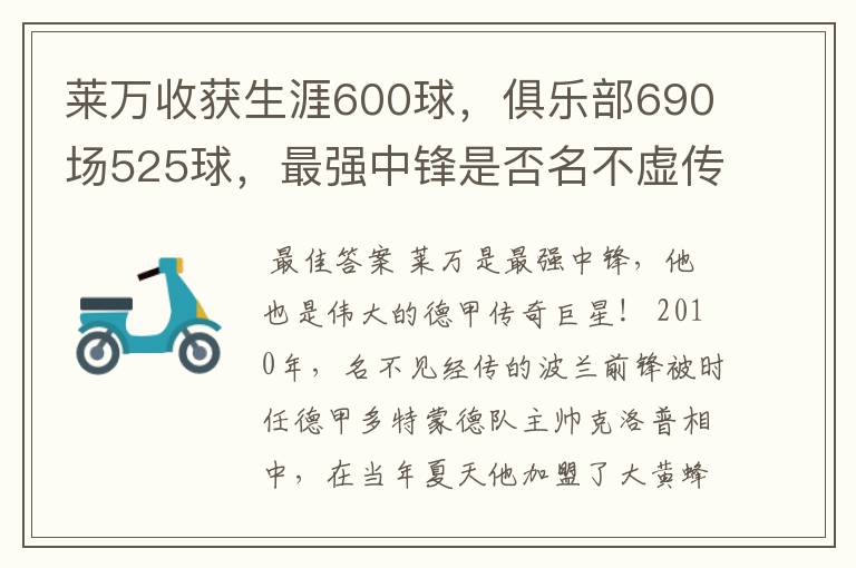 莱万收获生涯600球,俱乐部690场525球,最强中锋是否名不虚传?
