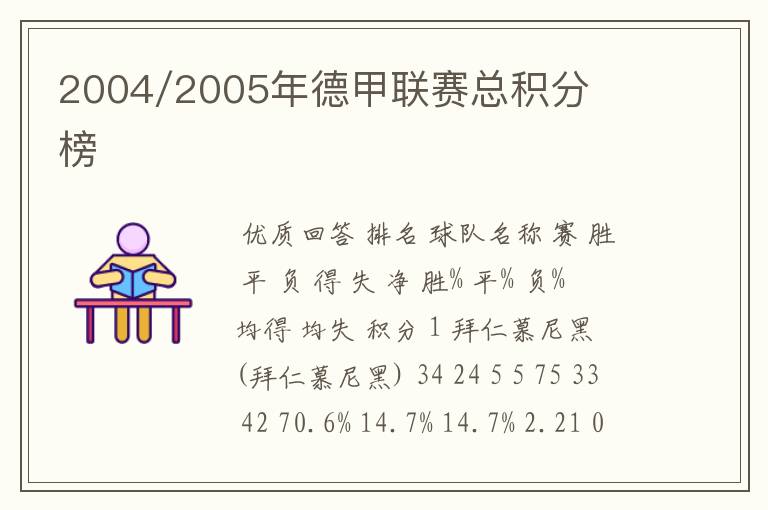2004/2005年德甲联赛总积分榜