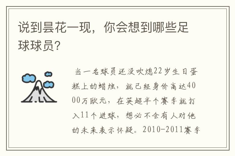说到昙花一现,你会想到哪些足球球员?