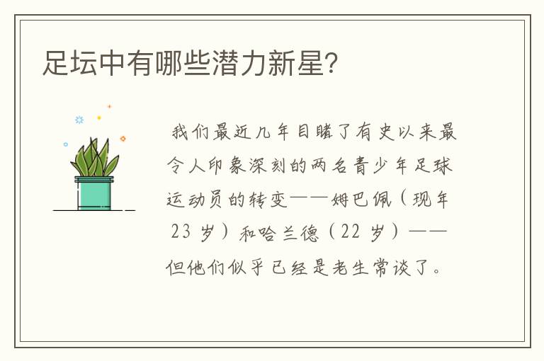 足坛中有哪些潜力新星?