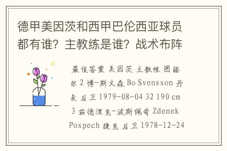 德甲美因茨和西甲巴伦西亚球员都有谁?主教练是谁?战术布阵怎样?