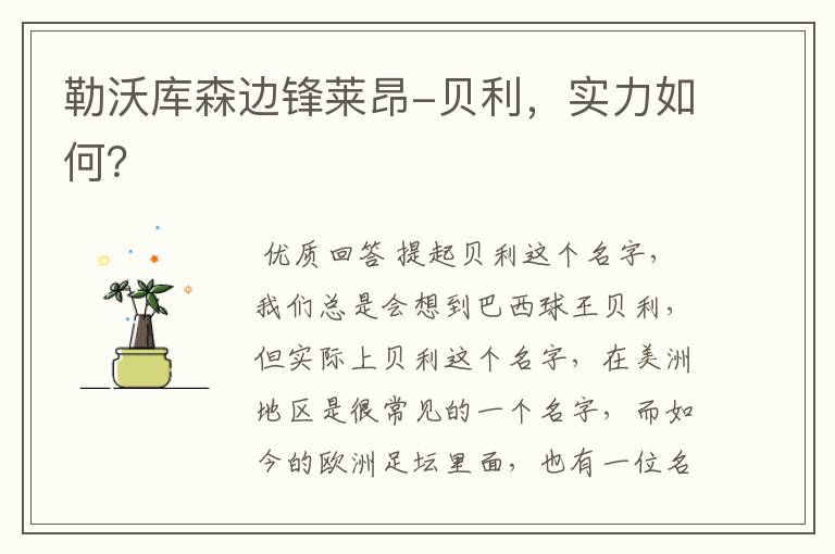 勒沃库森边锋莱昂-贝利,实力如何?