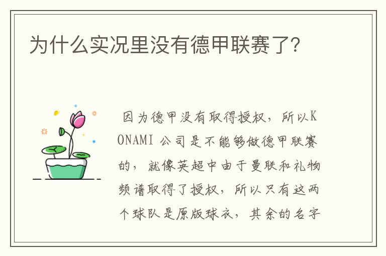 为什么实况里没有德甲联赛了?
