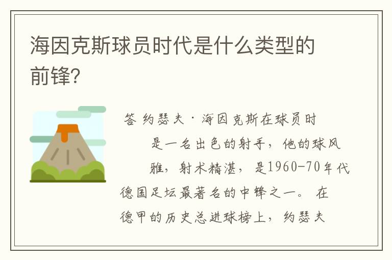 海因克斯球员时代是什么类型的前锋?