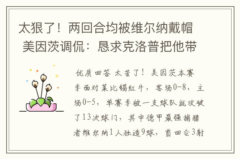 太狠了!两回合均被维尔纳戴帽 美因茨调侃:恳求克洛普把他带走
