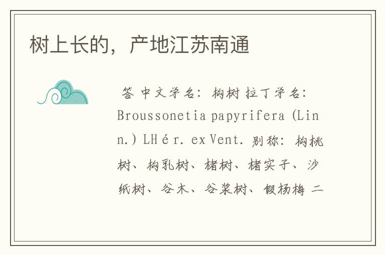 树上长的,产地江苏南通