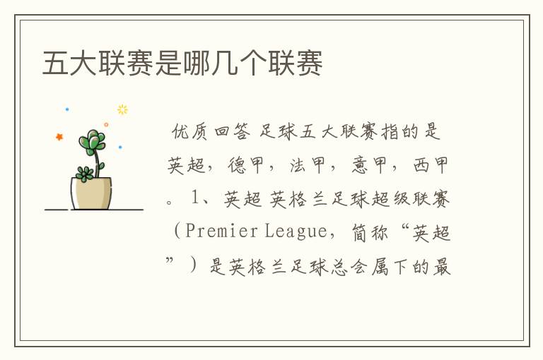 五大联赛是哪几个联赛