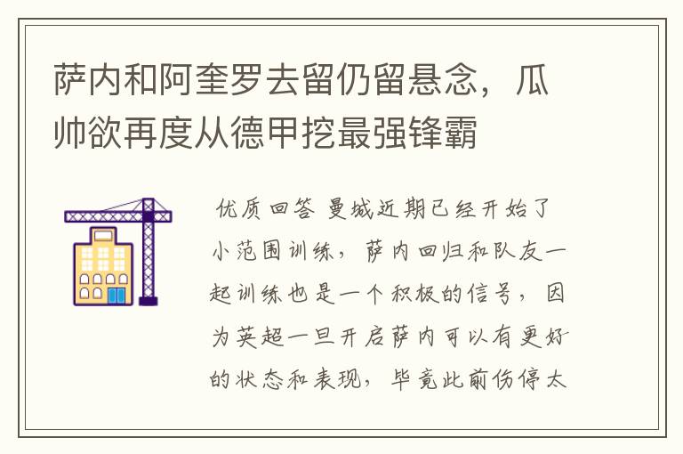 萨内和阿奎罗去留仍留悬念,瓜帅欲再度从德甲挖最强锋霸