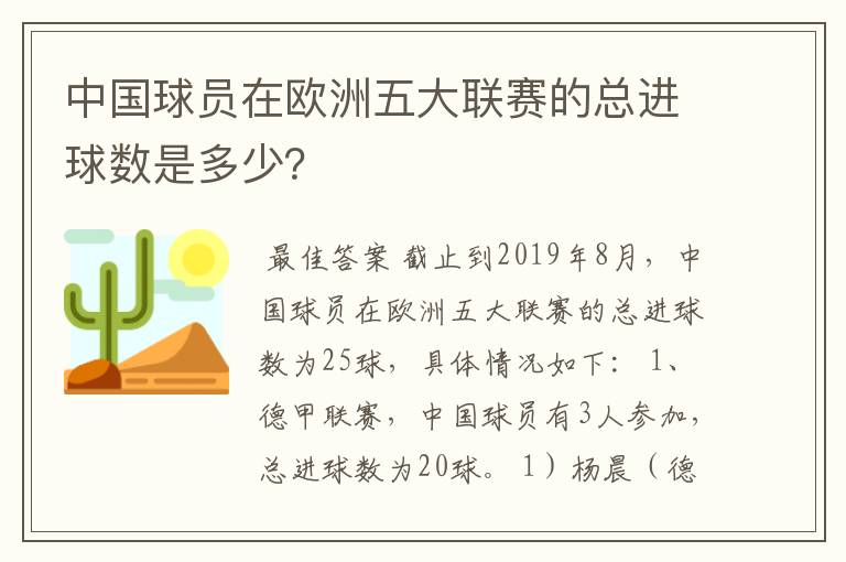 中国球员在欧洲五大联赛的总进球数是多少?