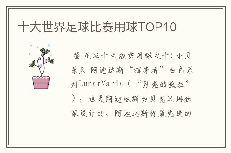 十大世界足球比赛用球TOP10