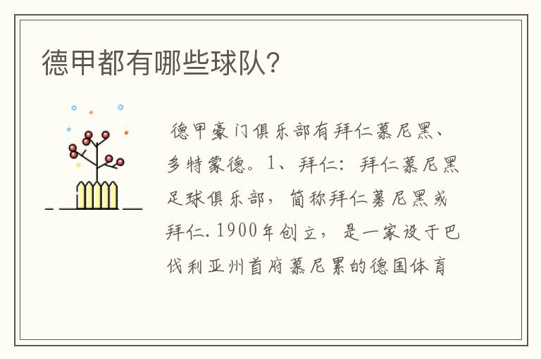 德甲都有哪些球队?