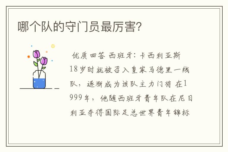 哪个队的守门员最厉害?