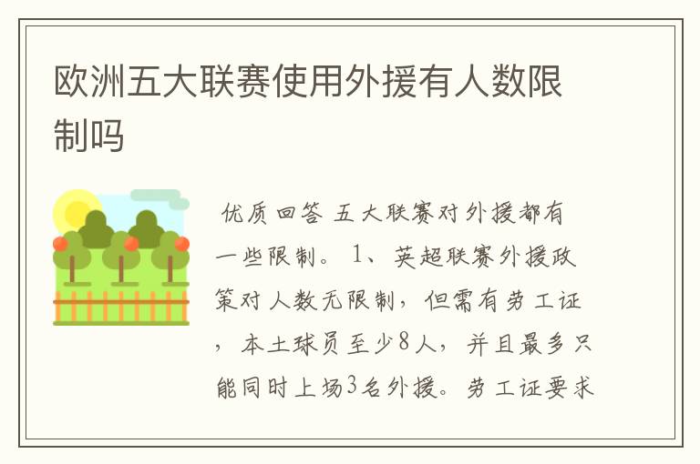 欧洲五大联赛使用外援有人数限制吗