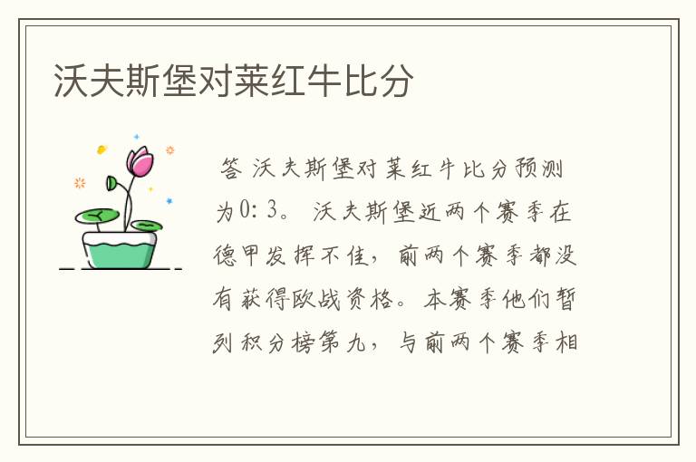 沃夫斯堡对莱红牛比分