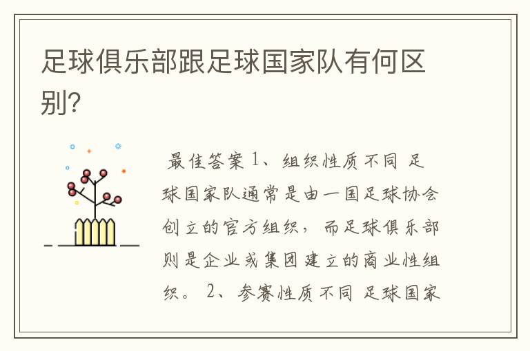 足球俱乐部跟足球国家队有何区别?