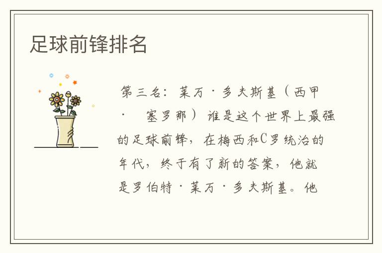 足球前锋排名