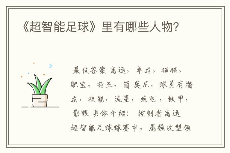 《超智能足球》里有哪些人物？