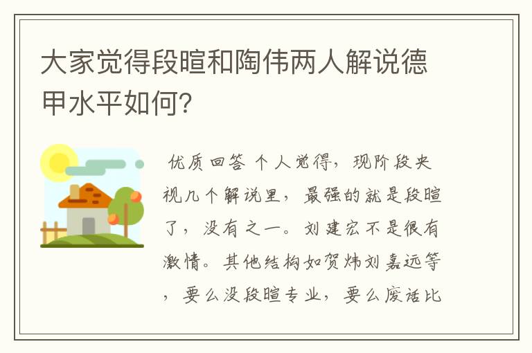 大家觉得段暄和陶伟两人解说德甲水平如何?