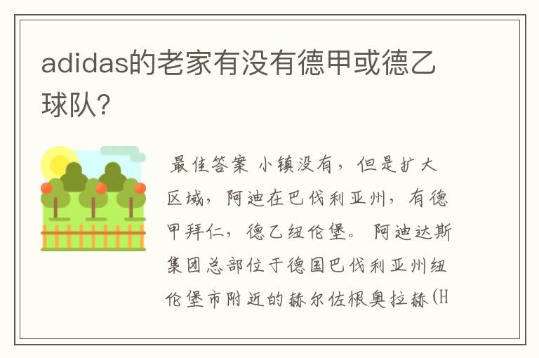 adidas的老家有没有德甲或德乙球队?