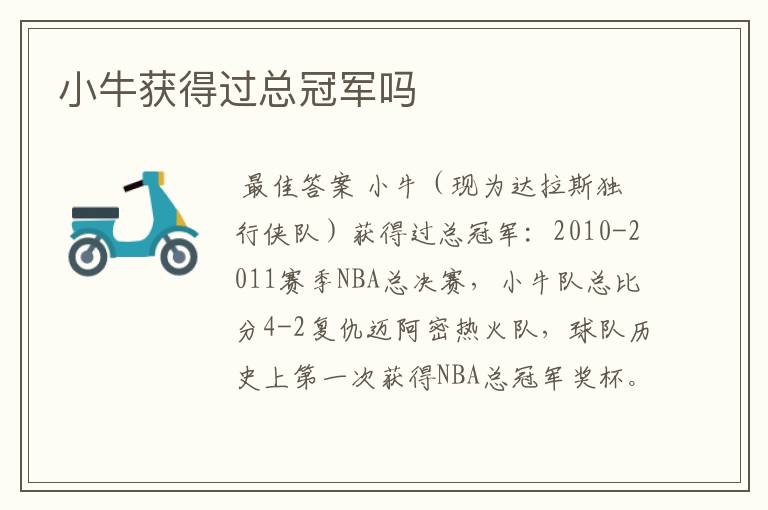 小牛获得过总冠军吗