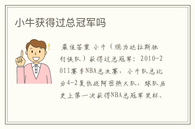 小牛获得过总冠军吗