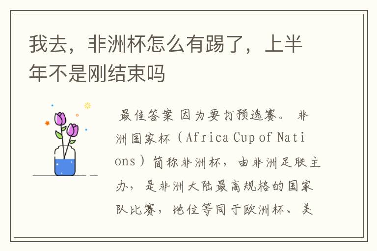 我去,非洲杯怎么有踢了,上半年不是刚结束吗