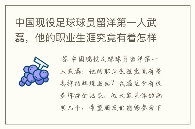中国现役足球球员留洋第一人武磊,他的职业生涯究竟有着怎样的辉煌成就?