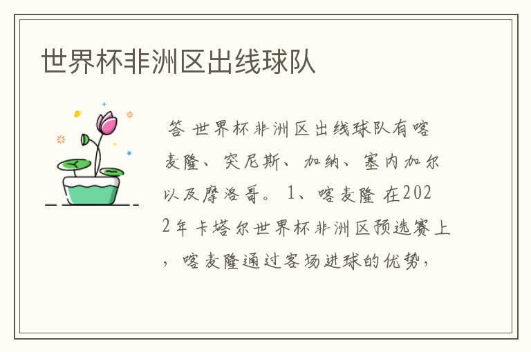 世界杯非洲区出线球队