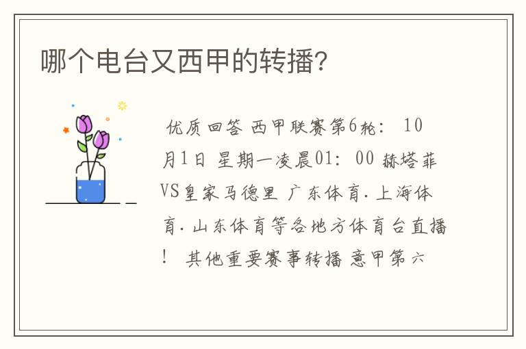 哪个电台又西甲的转播?