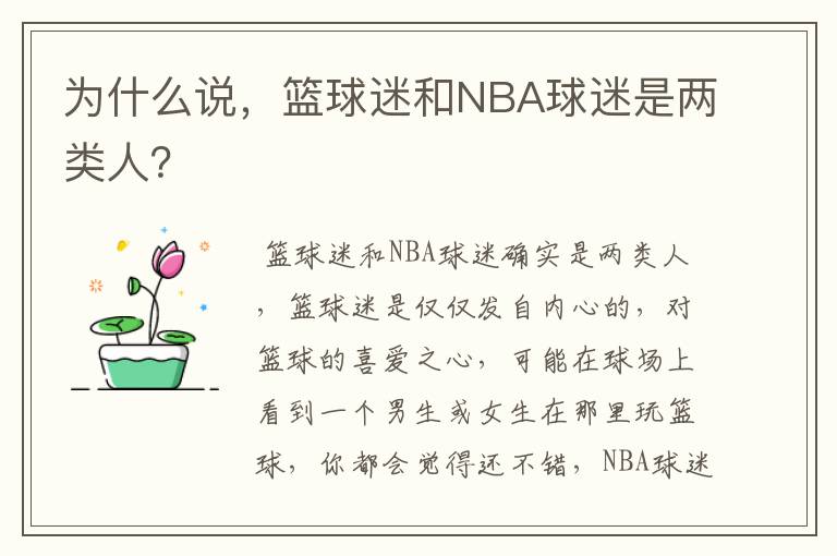 为什么说,篮球迷和NBA球迷是两类人?