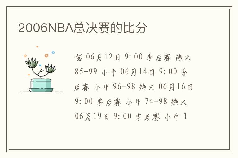 2006NBA总决赛的比分