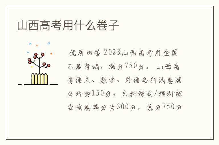 山西高考用什么卷子