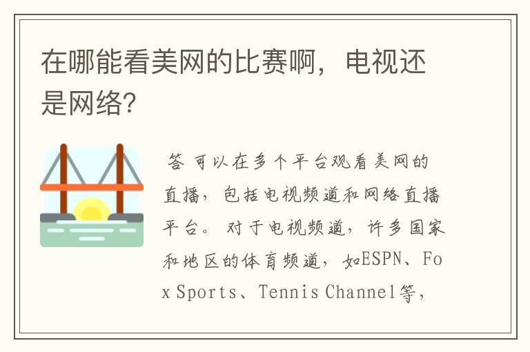 在哪能看美网的比赛啊,电视还是网络?