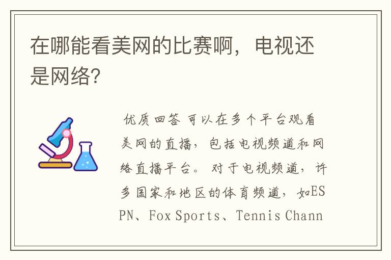在哪能看美网的比赛啊,电视还是网络?