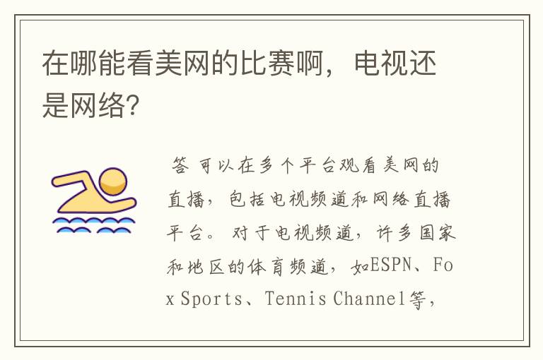 在哪能看美网的比赛啊,电视还是网络?