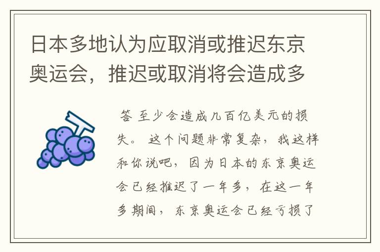 日本多地认为应取消或推迟东京奥运会,推迟或取消将会造成多大的损失?