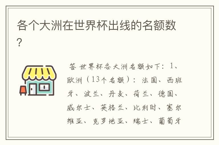 各个大洲在世界杯出线的名额数?