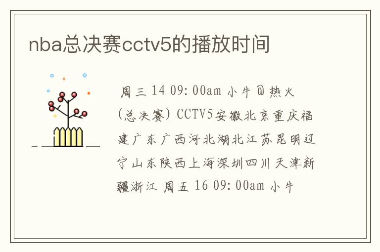 nba总决赛cctv5的播放时间