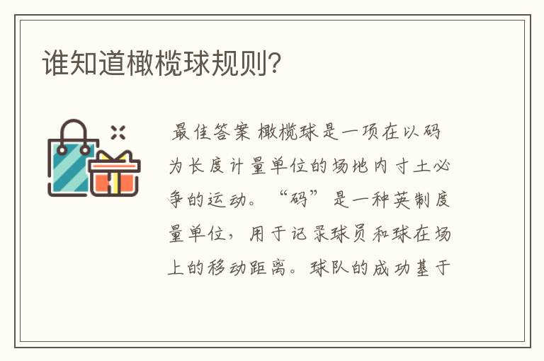 谁知道橄榄球规则?