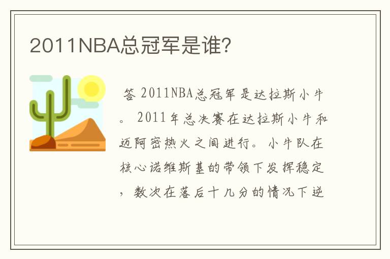 2011NBA总冠军是谁?