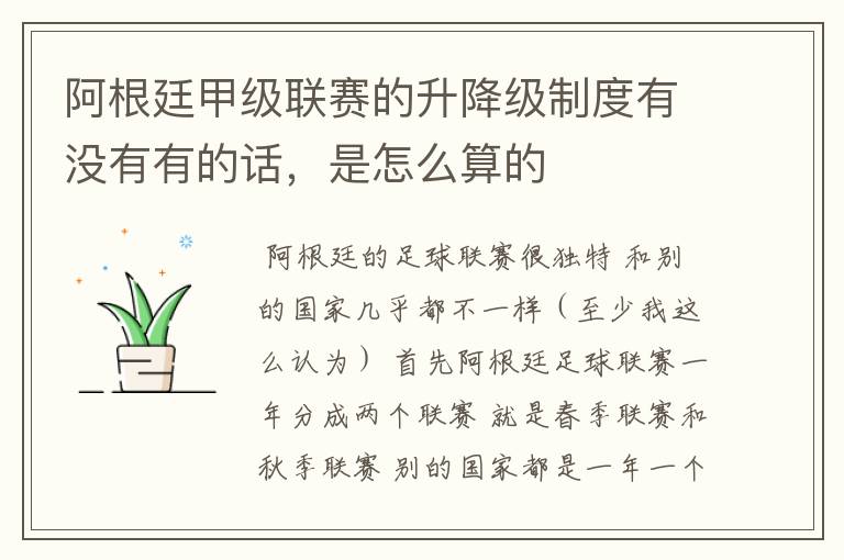 阿根廷甲级联赛的升降级制度有没有有的话，是怎么算的