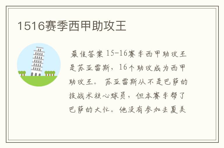 1516赛季西甲助攻王