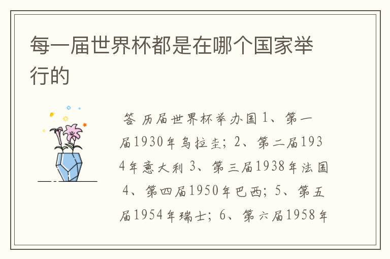 每一届世界杯都是在哪个国家举行的