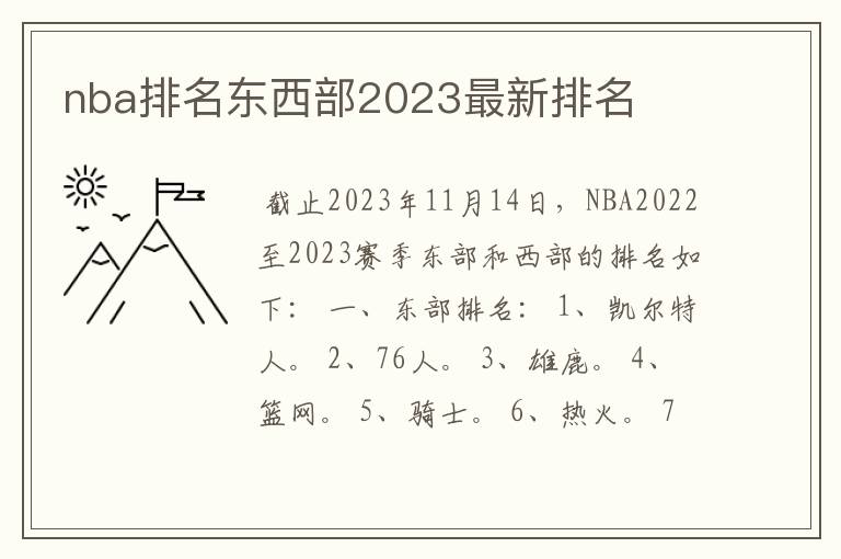 nba排名东西部2023最新排名