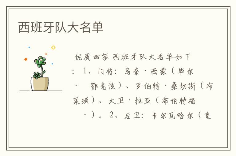 西班牙队大名单