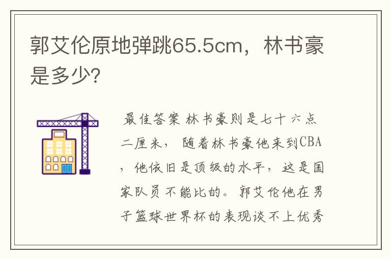郭艾伦原地弹跳65.5cm,林书豪是多少?