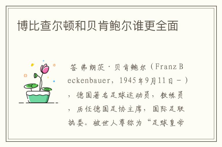 博比查尔顿和贝肯鲍尔谁更全面