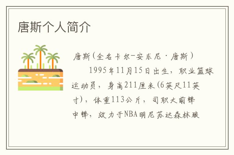唐斯个人简介