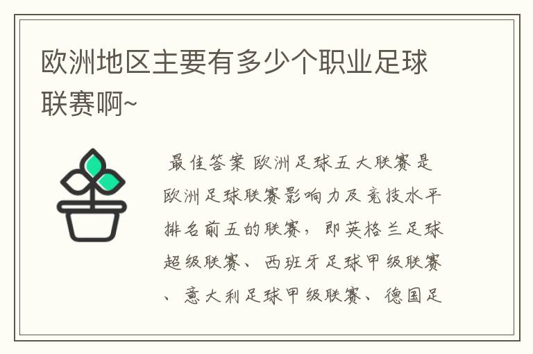 欧洲地区主要有多少个职业足球联赛啊~